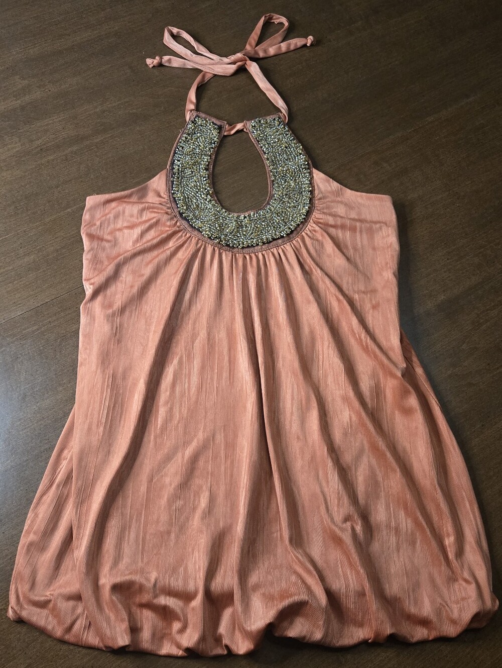 Vintage Y2K Studio Y Orange Halter Neck Blouse Embelished Neckline Womens XS